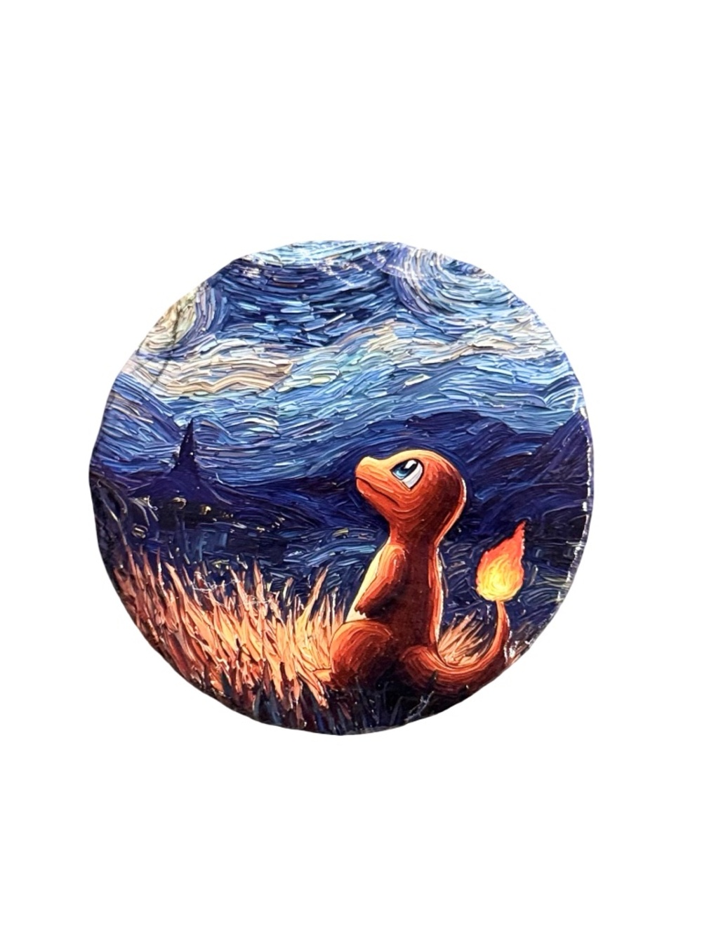 Handmade Charmander Starry Night Slate Coaster | Van Gogh Art Pokemon Gift | 4 I